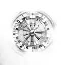 A roulette wheel surrounded by dollar bills tattoo design idea