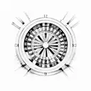 A roulette wheel surrounded by dollar bills tattoo design idea