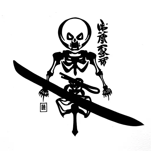skeleton ronin with katana tattoo design idea