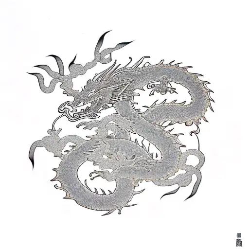 dragon, sword, flowers with thorns tattoo design idea