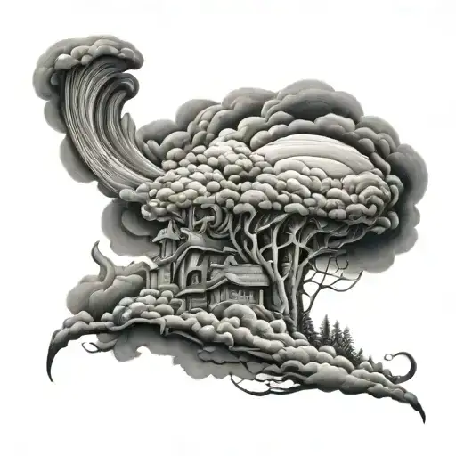 Tornado destroying tattoo design idea