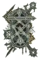 three swords crossed tattoo design idea