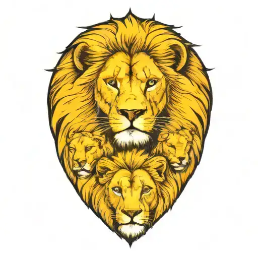 lion and a lioness and below them 3 small lions, in addition the tattoo is surrounded by a Star of David with the menora tattoo design idea