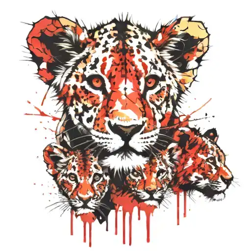 3 lion cubs face only tattoo design idea