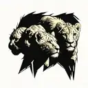 3 lion cubs face only in yellow  tattoo design idea