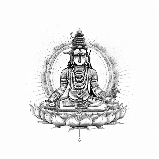 mahadeva with traveler tattoo design idea