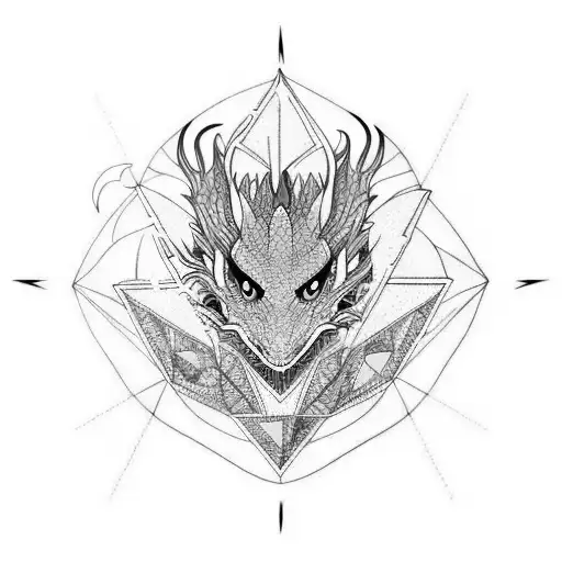 Colorful Dragon in Triangle Geometric Art Style tattoo design idea