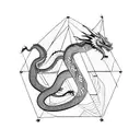 Dragon with snake-like body in Triangle Geometric Art Style tattoo design idea