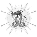 Dragon with snake-like body in Triangle Geometric Art Style tattoo design idea