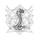 Dragon with snake-like body in Triangle Geometric Art Style tattoo design idea