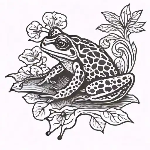 frog with cross and words Oma and Opa tattoo design idea