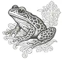 frog with cross and words Oma and Opa tattoo design idea