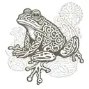 frog with cross and words Oma and Opa tattoo design idea