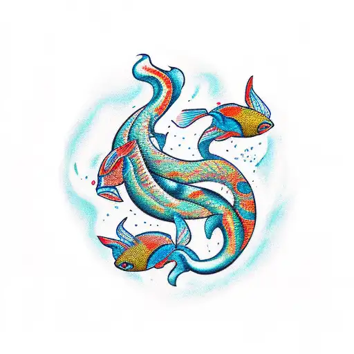 samurái,pez koi, mitología  tattoo design idea