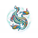 samurái,pez koi, mitología  tattoo design idea