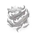 samurái,pez koi, mitología  tattoo design idea