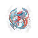 samurái,pez koi, mitología  tattoo design idea