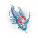 samurái,pez koi, mitología  tattoo design idea