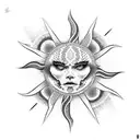 red snake sun spine tattoo design idea