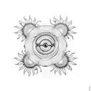 red snake sun spine tattoo design idea