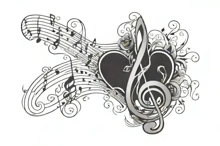 women's neckline tattoo stave treble clef music love stress tattoo design idea
