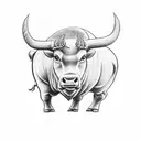 A majestic bull standing in a field of wheat tattoo design idea