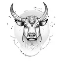 A majestic bull standing in a field of wheat tattoo design idea