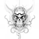 snake with skull tattoo design idea