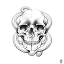 snake with skull tattoo design idea