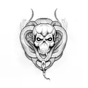 snake with skull tattoo design idea