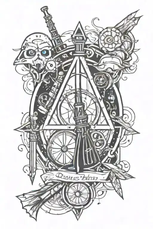deathly hallows mixed with doctor who sonic screwdriver and star wars lightsabres  tattoo design idea