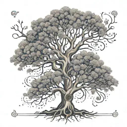 A family tree design incorporating elements of marriage and family, with branches representing each member and roots symbolizing strength and stability tattoo design idea