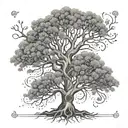 A family tree design incorporating elements of marriage and family, with branches representing each member and roots symbolizing strength and stability tattoo design idea