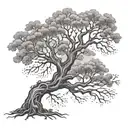 A family tree design incorporating elements of marriage and family, with branches representing each member and roots symbolizing strength and stability tattoo design idea