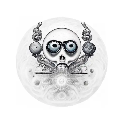 muchacho con lentes tocando la guitarra, sentado en Saturno con el fondo del universo  tattoo design idea