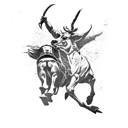 cowboy fights minotaur tattoo design idea