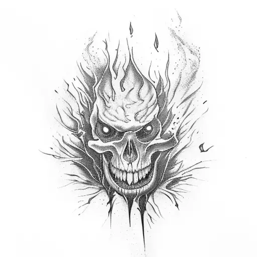 A book with bloody pages on fire, symbolizing the passion for learning horror tattoo design idea