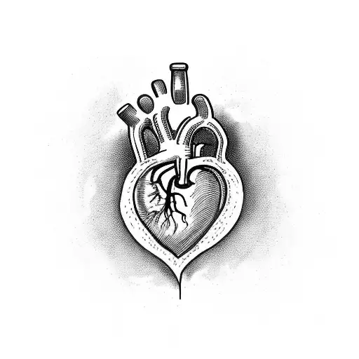 A gory scene of a chef cooking a human heart over a fire tattoo design idea