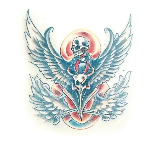 wing made of bones tattoo design idea