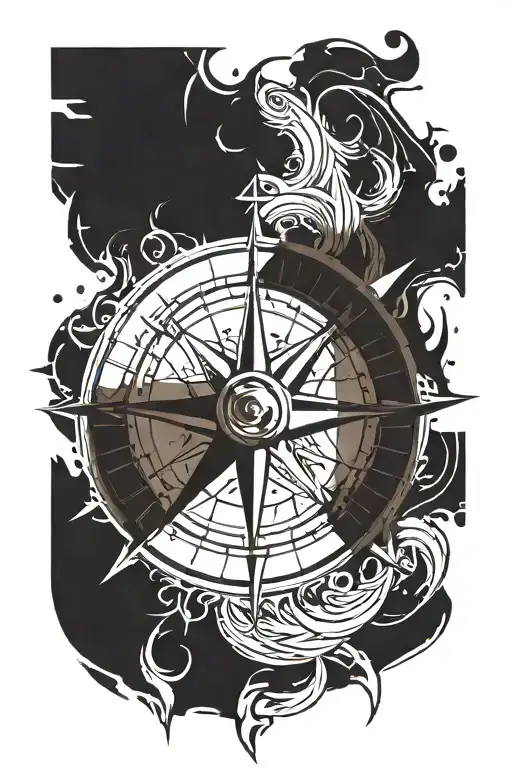 wind rose on a compass tattoo design idea
