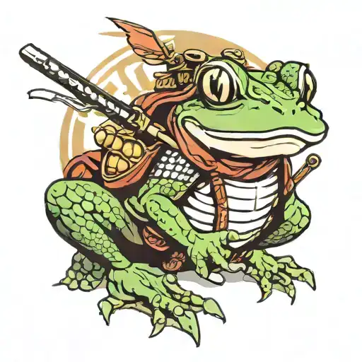 frog samurai warrior tattoo design idea