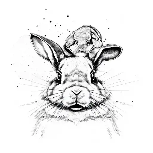 Bunny rabbit with female figure and green hair snowboarding tattoo design idea