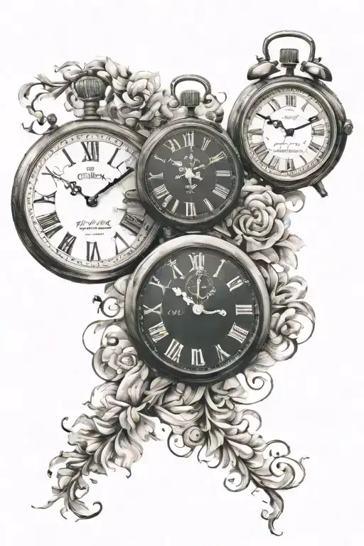 2 clocks with the hands at 11:05 and 03:26 tattoo design idea