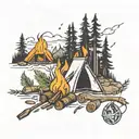 camp fire in the woods  tattoo design idea
