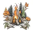 camp fire in the woods  tattoo design idea