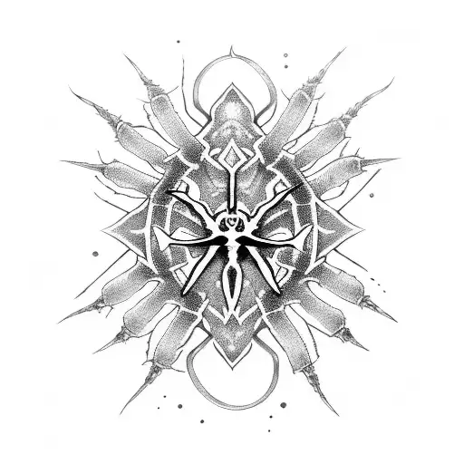 Sword with spider lilly tattoo design idea