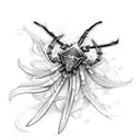 Sword with spider lilly tattoo design idea
