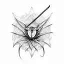 Sword with spider lilly tattoo design idea