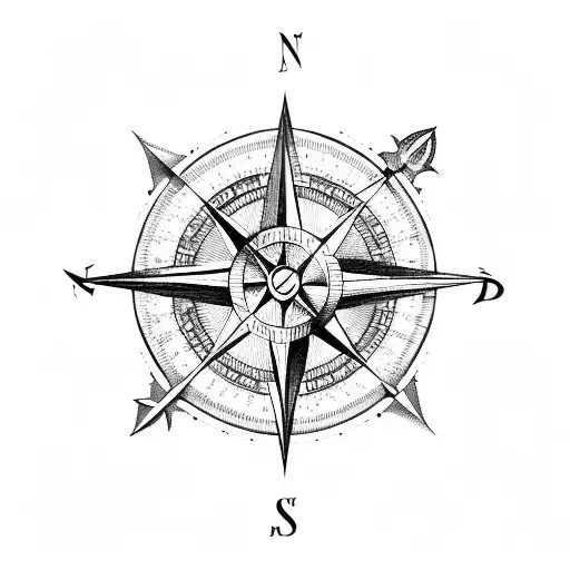 Compass and arrow design tattoo design idea
