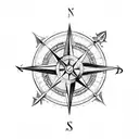 Compass and arrow design tattoo design idea
